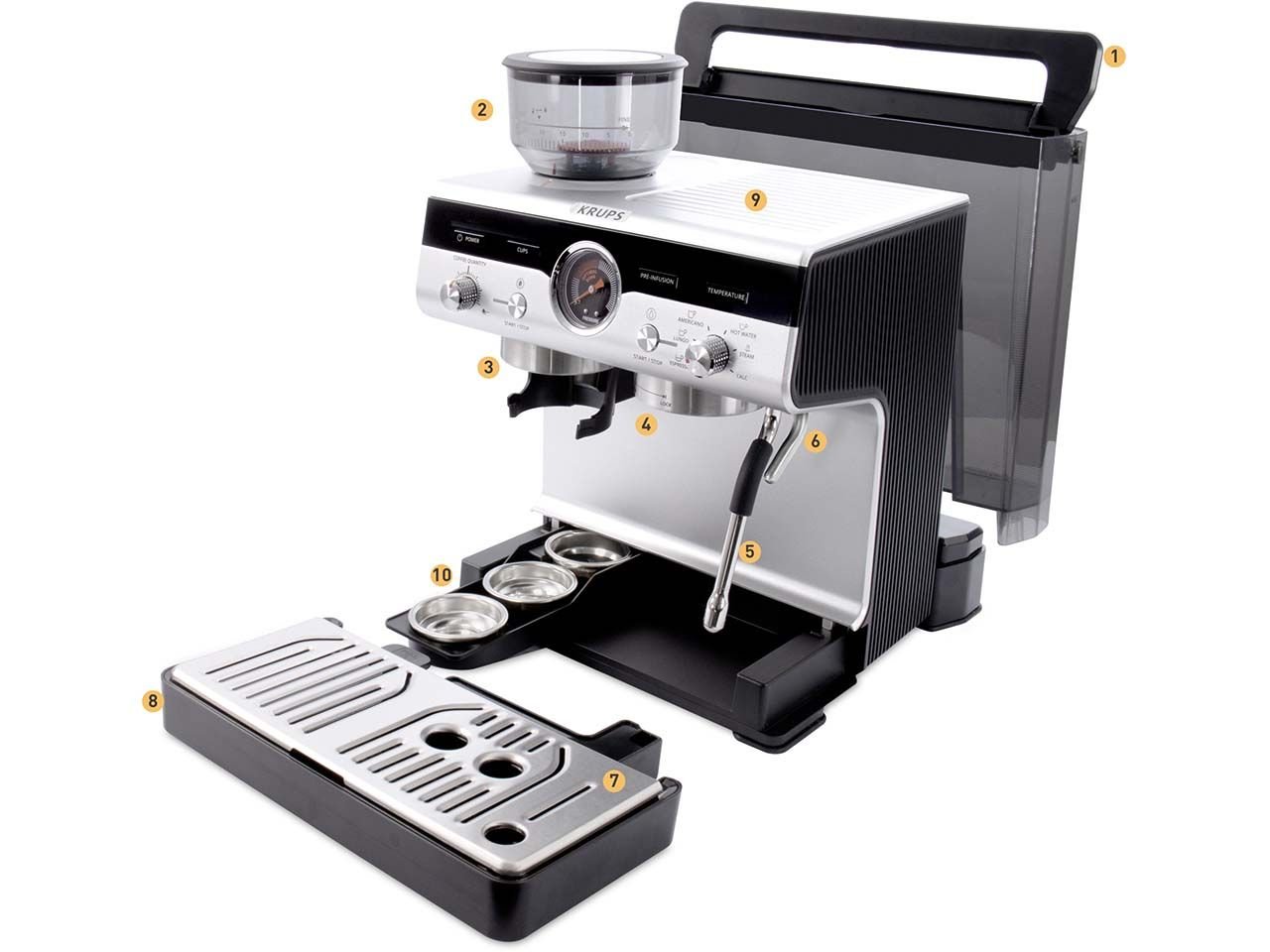 KRUPS Siebträger-Kaffeemaschine "Precision+ XP804T"