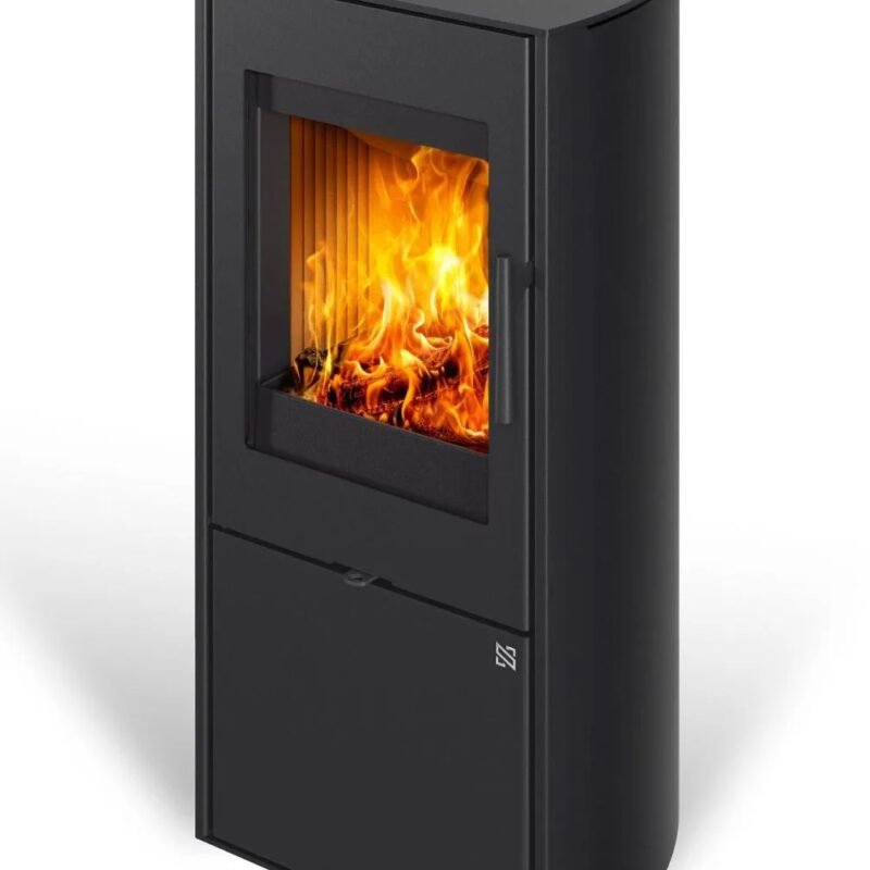 Kaminofen TODAL 30 | Außengehäuse aus Stahl | Holzkamin | ansprechendes Aussehen | Effizienz und Ökologie | schwarzer Edelstahlgriff | 5,8 kW | Glastür
